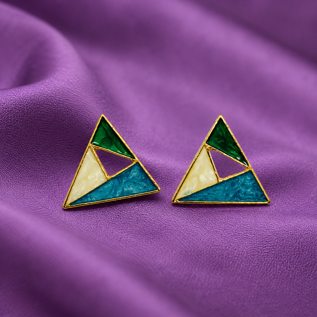 Geometric Enamel Triangle Stud Earrings