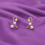 Pearl Ribbon Crystal Earrings