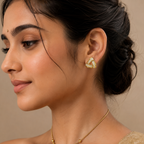 Premium White & Gold Anti-Tarnish Earrings for Women