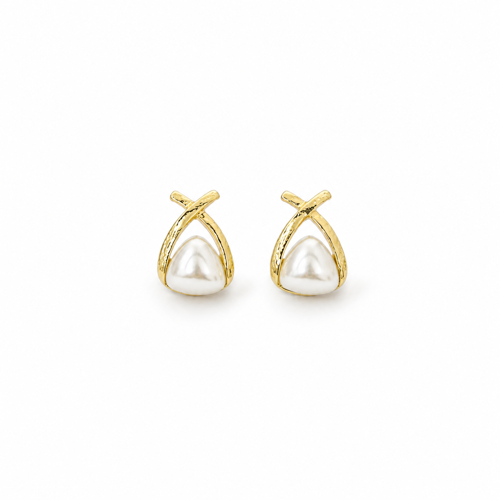 Gold Pearl Stud Earrings