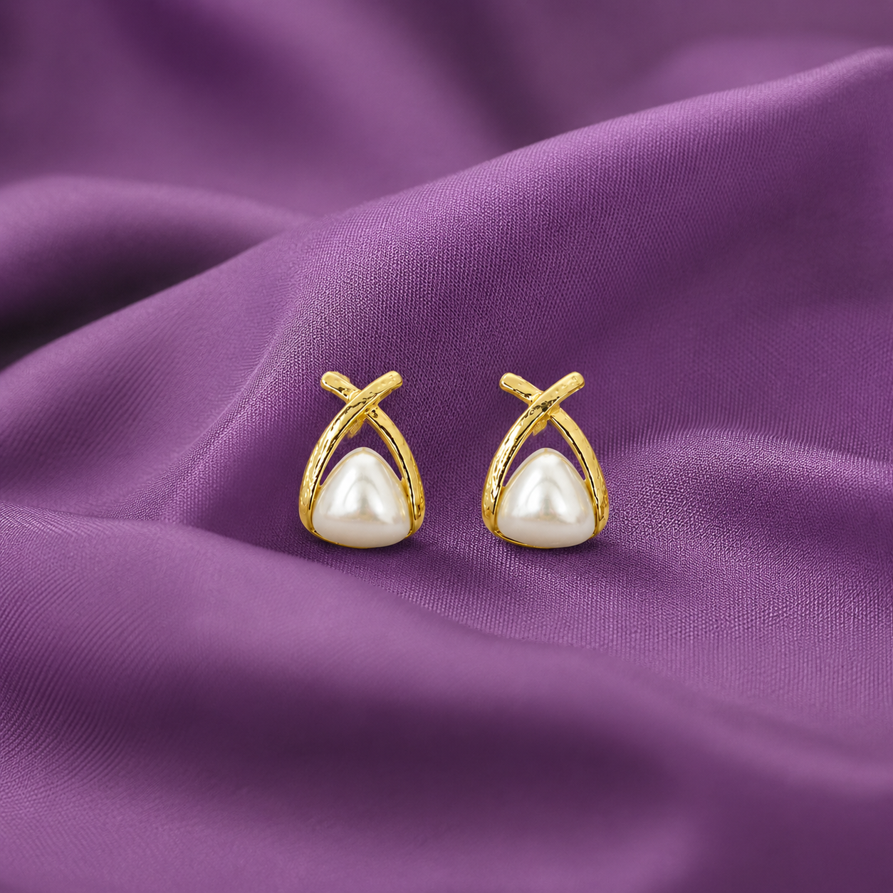 Gold Pearl Stud Earrings