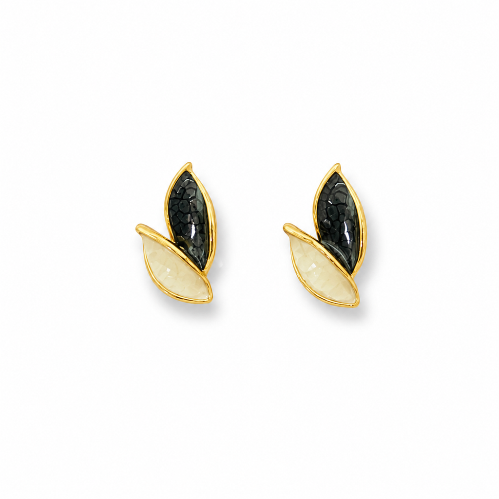 Minimal Leaf Enamel Stud Earrings