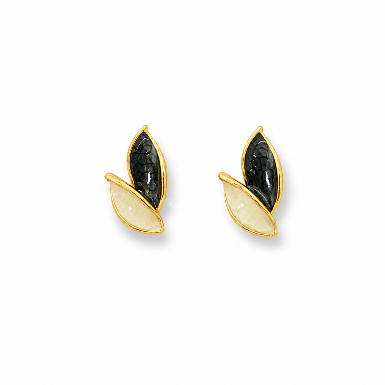 Minimal Leaf Enamel Stud Earrings
