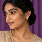 Pearl Earrings with Crystal Bow Design