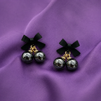 Midnight Bow Pearl Drop Earrings