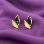 Minimal Leaf Enamel Stud Earrings