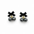 Midnight Bow Pearl Drop Earrings