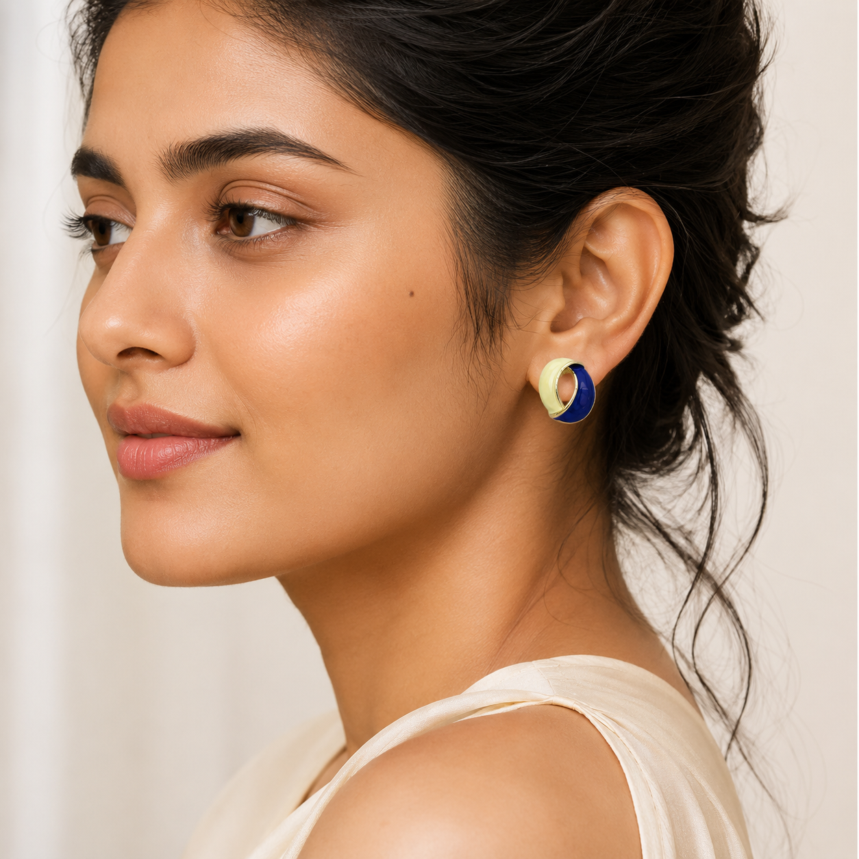 Royal Blue Enamel Stud Earrings