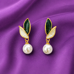 Pearl Leaf Drop Earrings