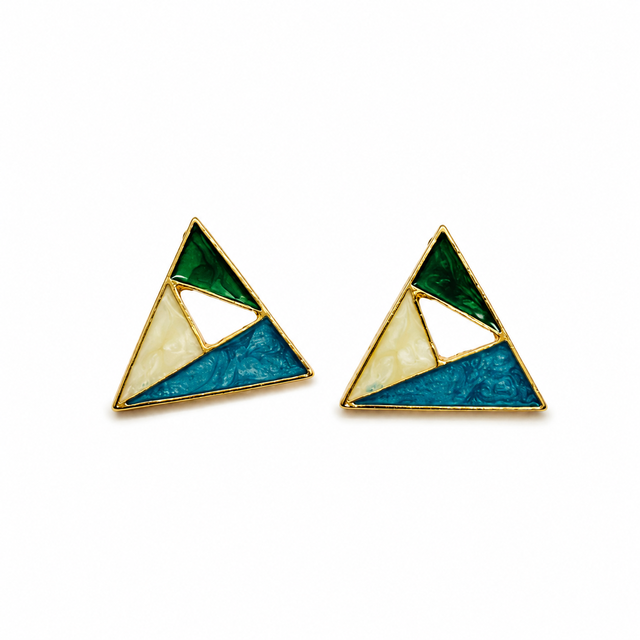 Geometric Enamel Triangle Stud Earrings