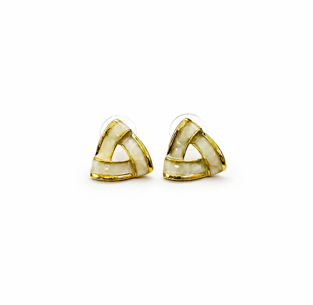 Premium White & Gold Anti-Tarnish Earrings for Women