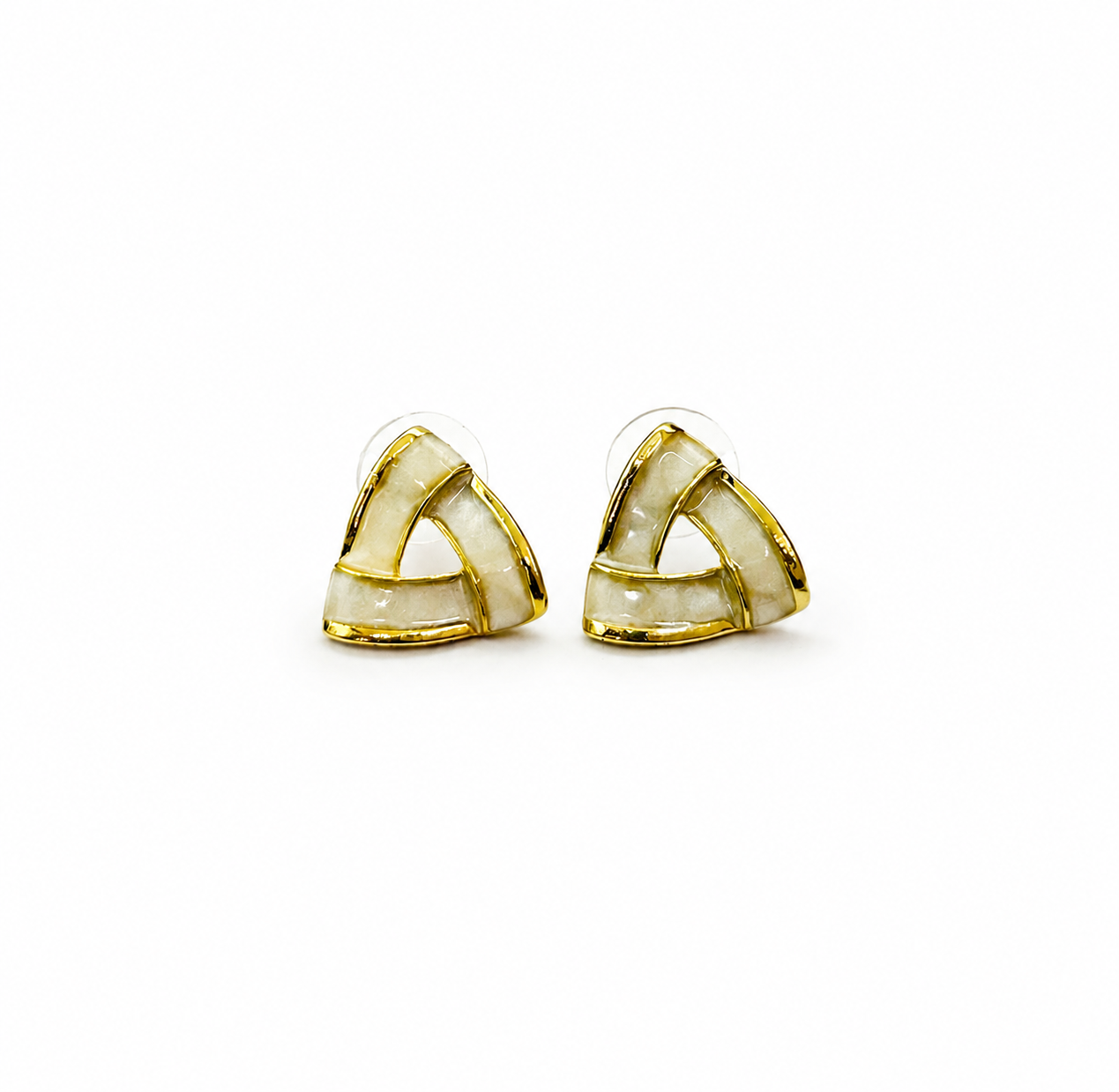 Premium White & Gold Anti-Tarnish Earrings for Women