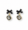 Black Bow Crystal Drop Earrings for Women