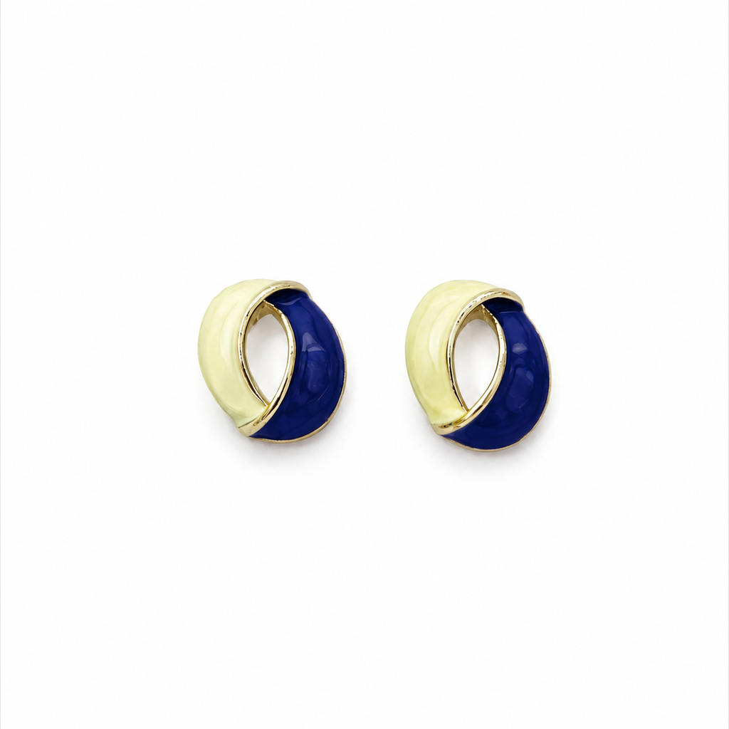 Royal Blue Enamel Stud Earrings