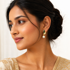 Pearl Leaf Drop Earrings