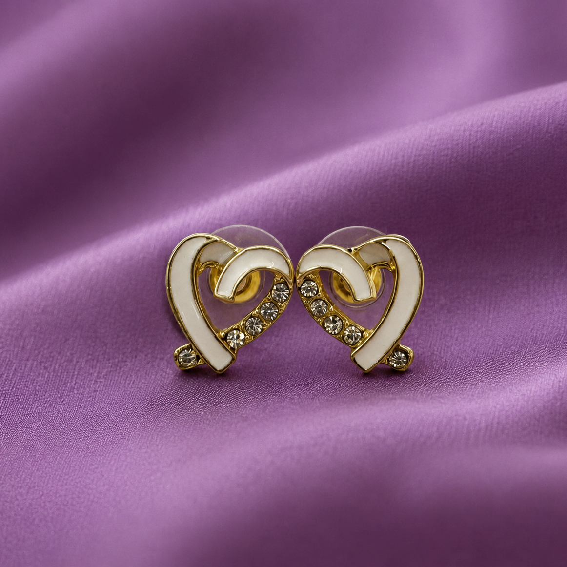 Elegant Heart Design Gold & Crystal Earrings for Women