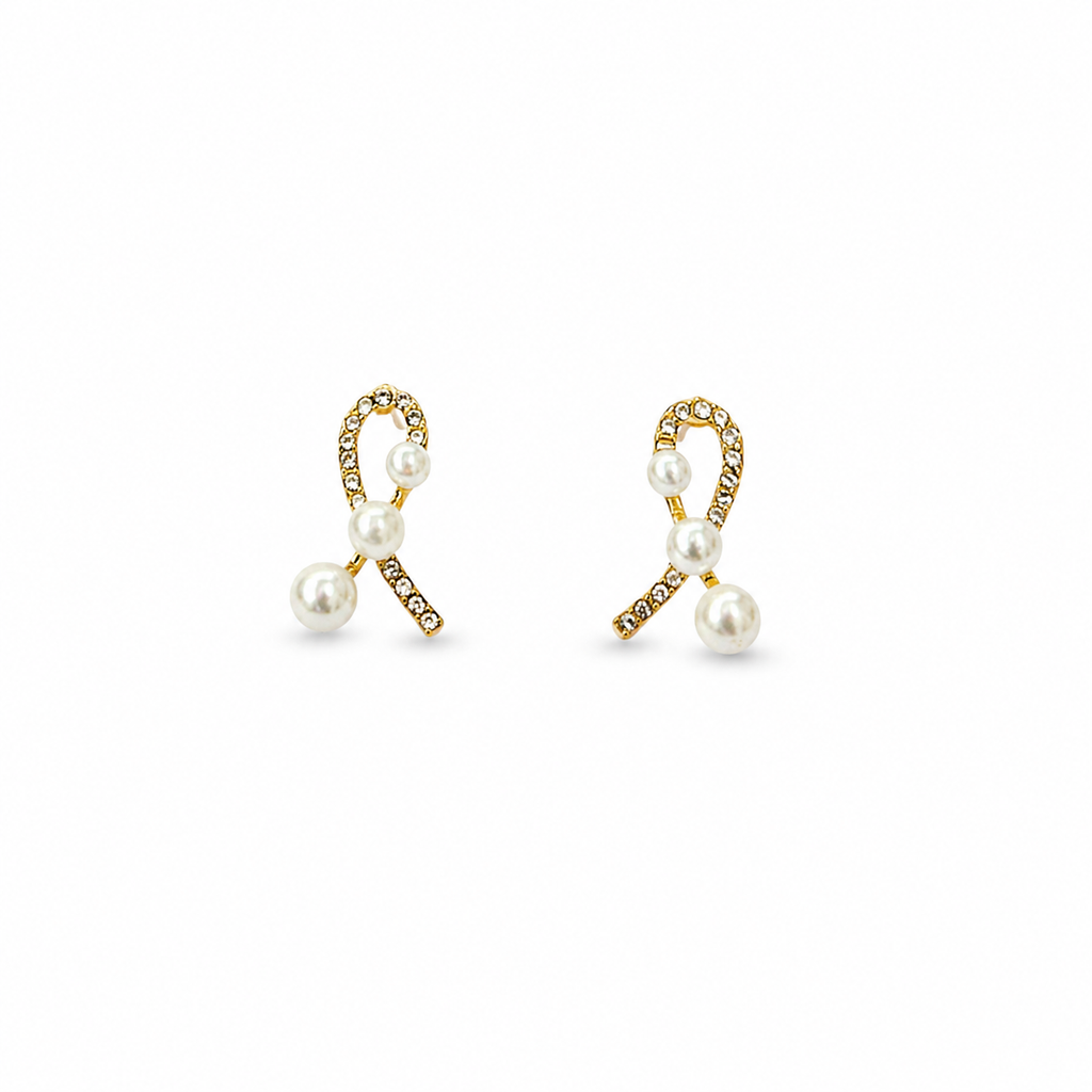 Pearl Ribbon Crystal Earrings