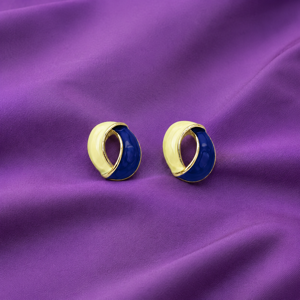 Royal Blue Enamel Stud Earrings